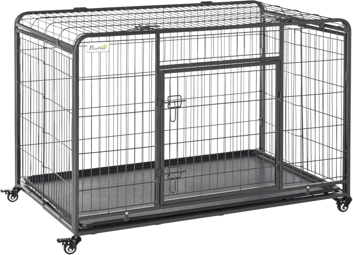 Extra Large Metal Dog Crate with Locking Door, Wheels & Removable Tray 125x76x81 - Kwikley