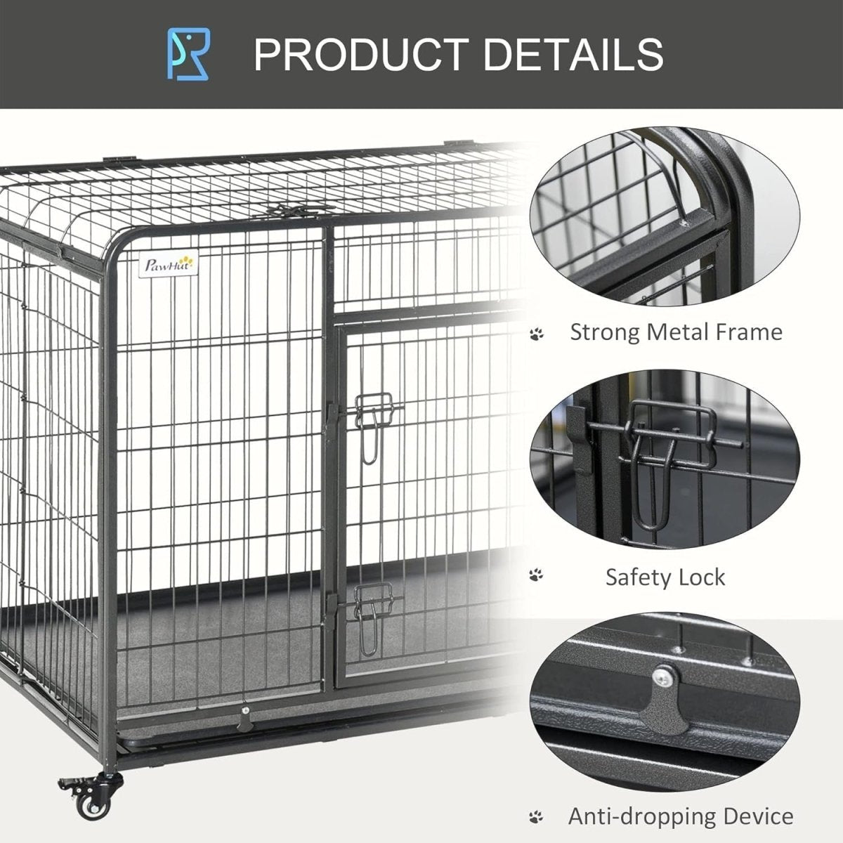 Extra Large Metal Dog Crate with Locking Door, Wheels & Removable Tray 125x76x81 - Kwikley