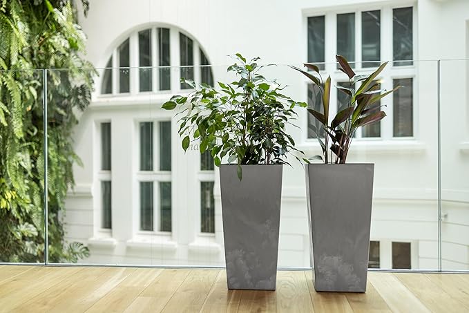 Extra Large Tall Planter 75cm Grey Concrete Effect Pot Insert - Kwikley