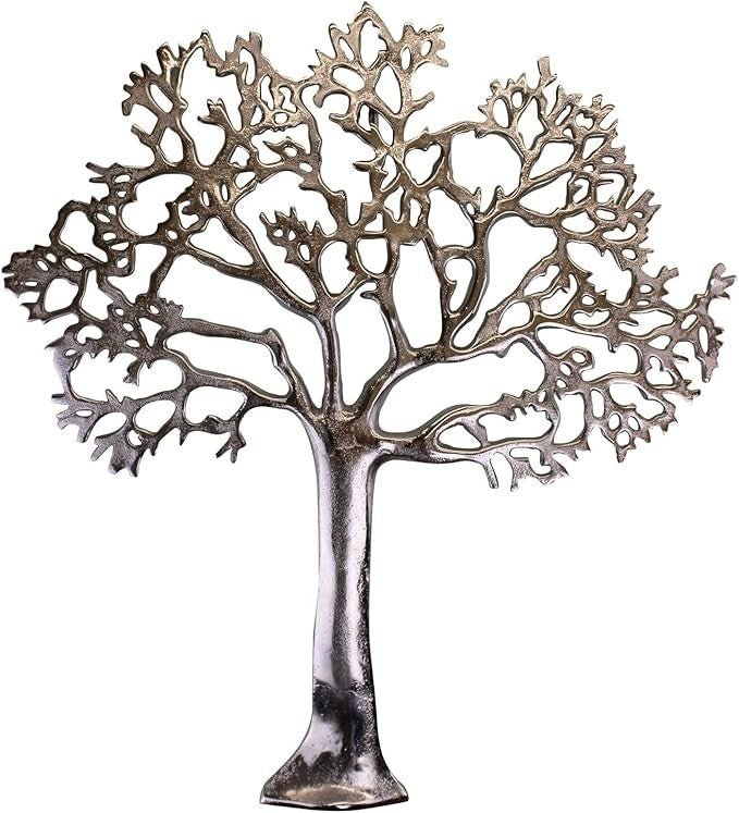Extra Large Tree of Life Wall Art Polished Aluminium Sculpture 60cm - Kwikley