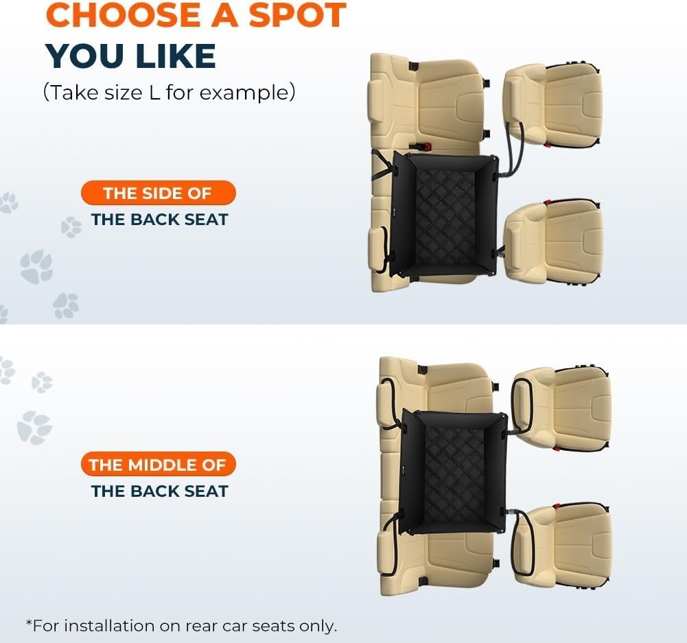 Extra Stable Dog Car Seat Waterproof Booster Bed Large Dogs 26kg - Kwikley