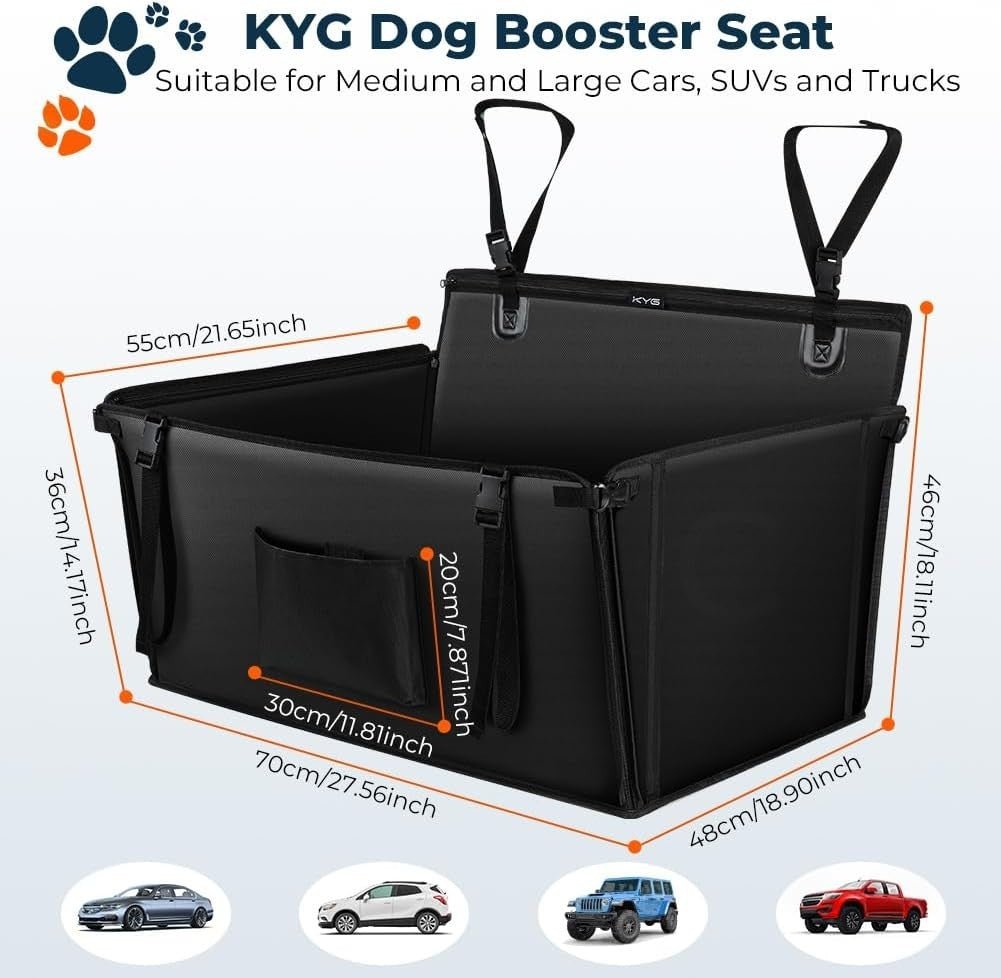 Extra Stable Dog Car Seat Waterproof Booster Bed Large Dogs 26kg - Kwikley