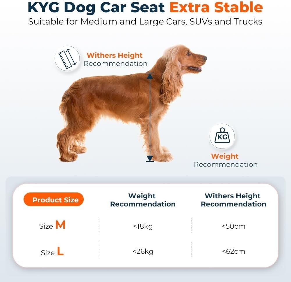 Extra Stable Dog Car Seat Waterproof Booster Bed Large Dogs 26kg - Kwikley