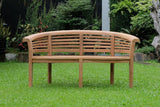Extra Thick Teak Banana Garden Bench with Cushion Outdoor Patio Seat