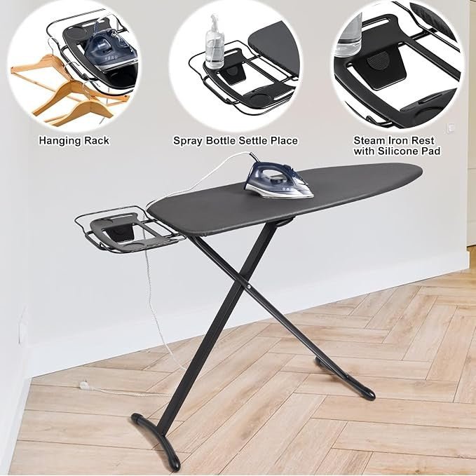 Extra Wide Ironing Board 117x43cm Heavy Duty Adjustable Steam Iron Rest - Kwikley