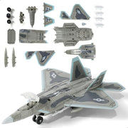 F - 22 Raptor Fighter Jet Model Kit 1:72 Scale | Quick Build, Moveable Parts - Kwikley