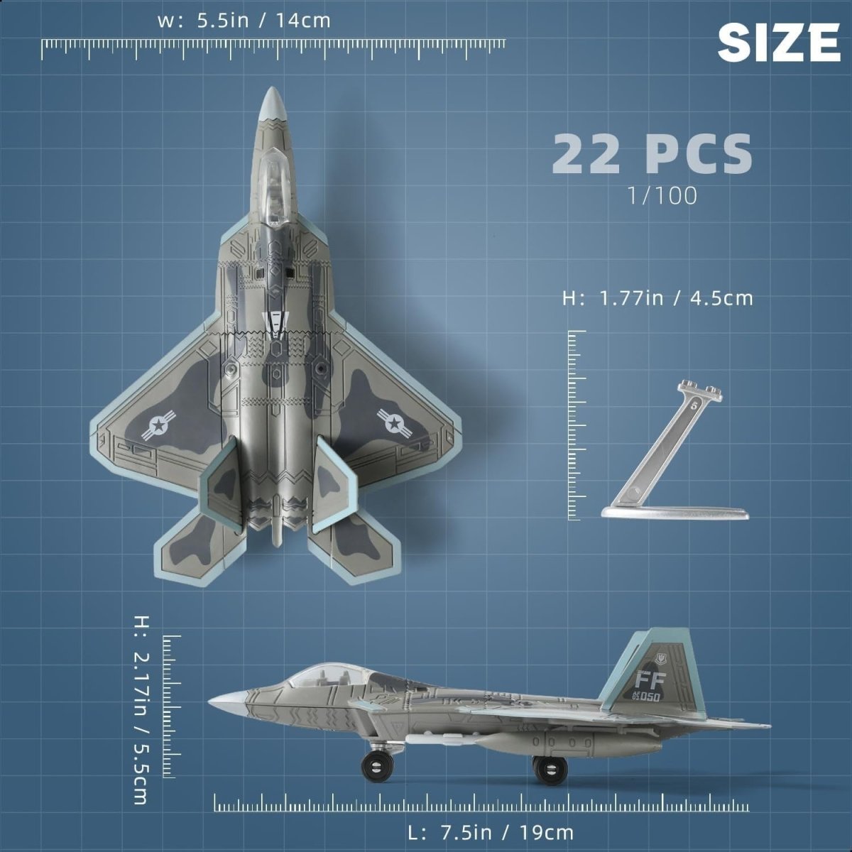 F - 22 Raptor Fighter Jet Model Kit 1:72 Scale | Quick Build, Moveable Parts - Kwikley