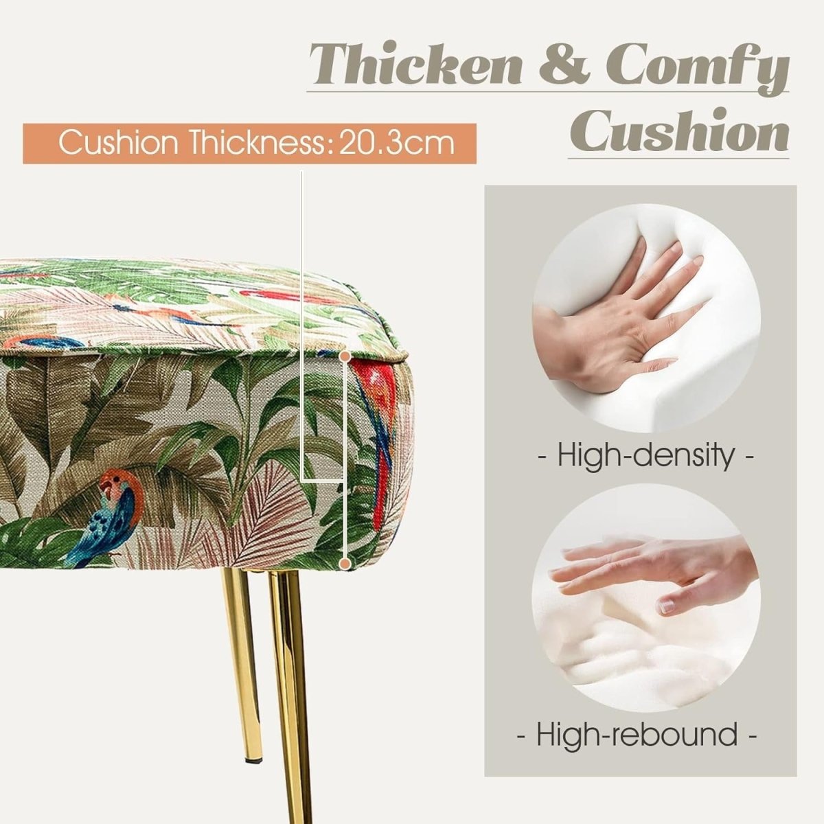 Fabric Dining Accent Chair Upholstered Slipper Vanity Chair Metal Legs - Kwikley