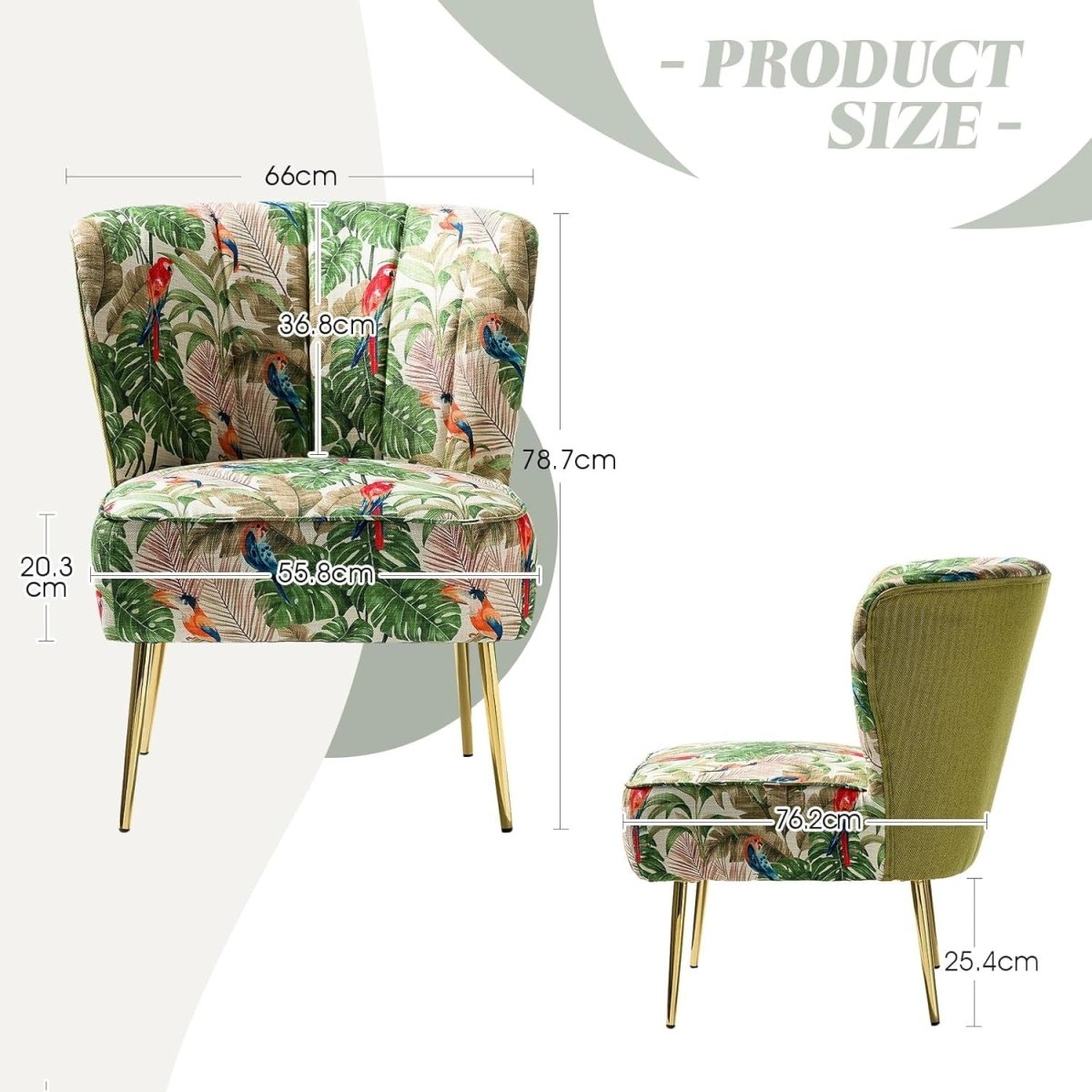 Fabric Dining Accent Chair Upholstered Slipper Vanity Chair Metal Legs - Kwikley