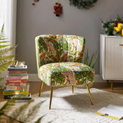 Fabric Dining Accent Chair Upholstered Slipper Vanity Chair Metal Legs - Kwikley