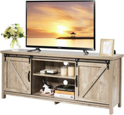 Farmhouse TV Stand up to 60" | Sliding Barn Doors | Storage Cabinet Table - Kwikley