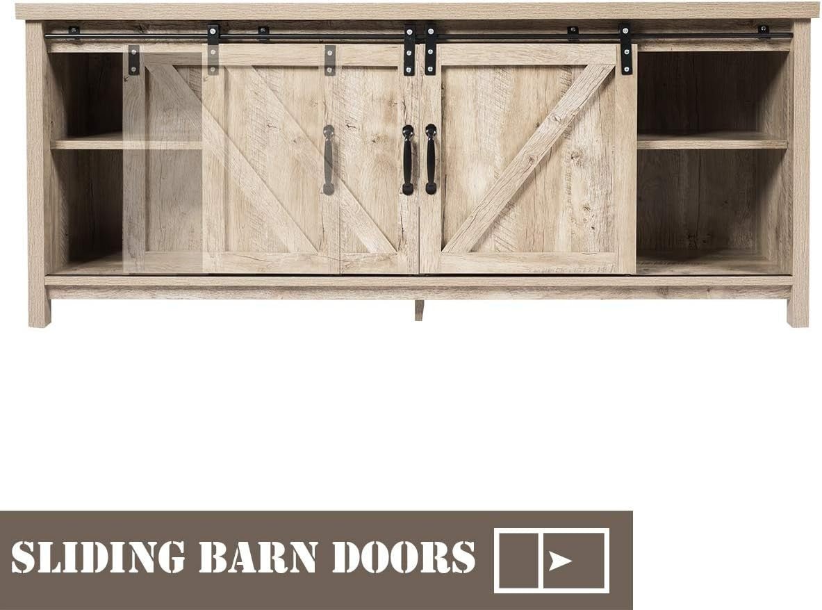 Farmhouse TV Stand up to 60" | Sliding Barn Doors | Storage Cabinet Table - Kwikley