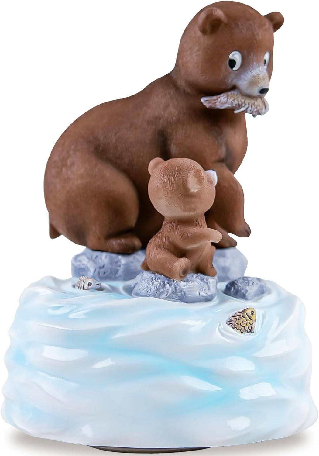 Father & Daughter Bear Music Box Hand - Painted Figurine Plays Wonderful World - Kwikley