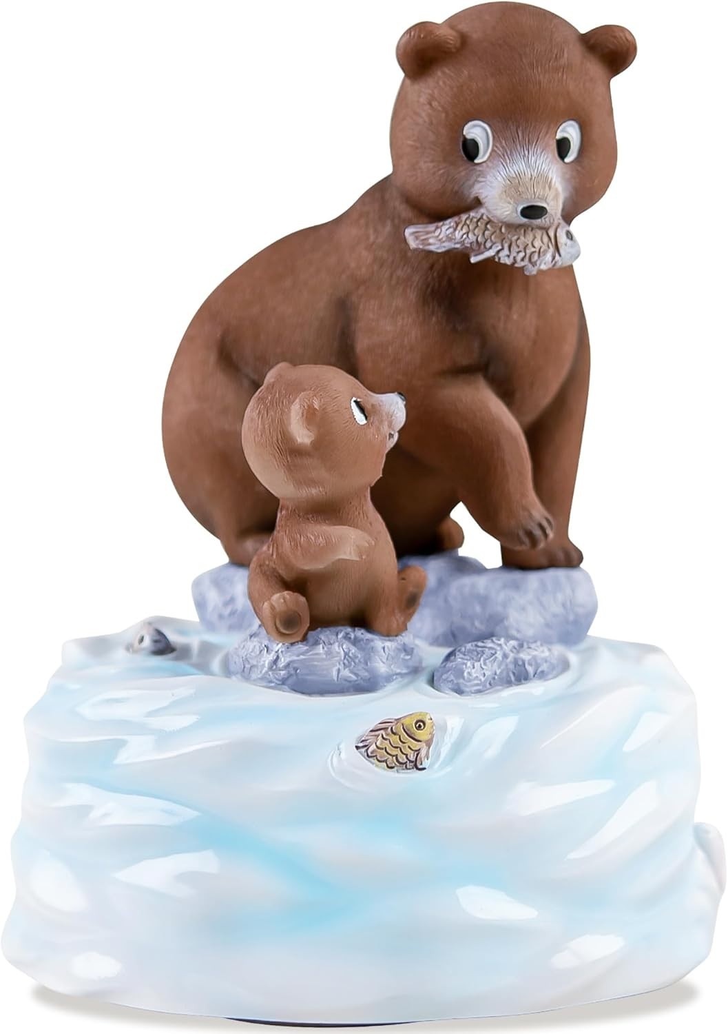 Father & Daughter Bear Music Box Hand - Painted Figurine Plays Wonderful World - Kwikley