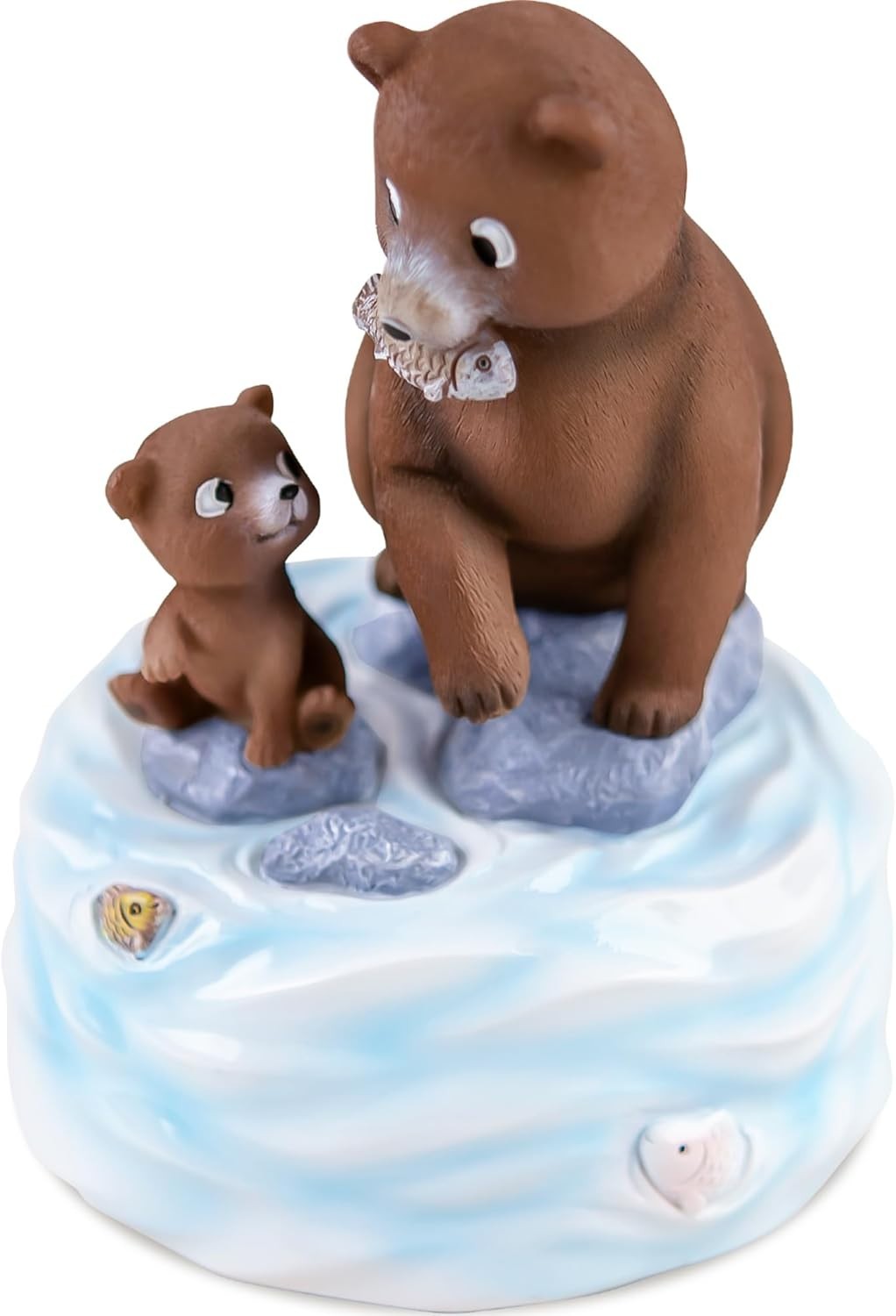 Father & Daughter Bear Music Box Hand - Painted Figurine Plays Wonderful World - Kwikley