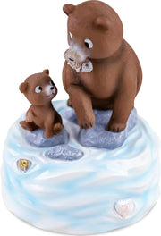 Father & Daughter Bear Music Box Hand - Painted Figurine Plays Wonderful World - Kwikley