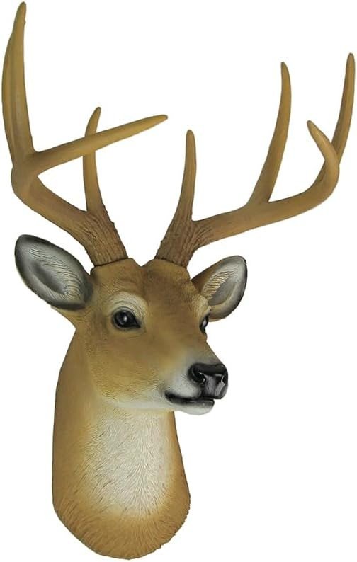 Faux Deer Head Wall Mount 8 Point Buck 13in Resin - Kwikley