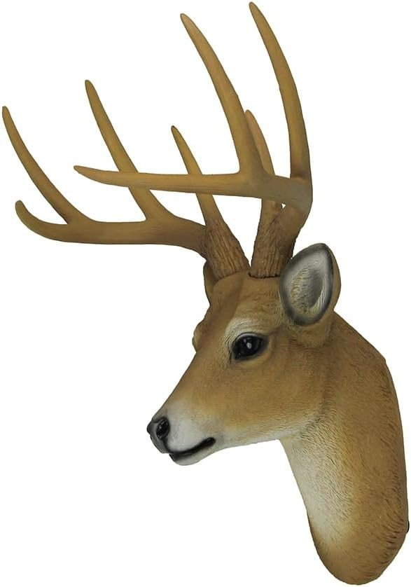 Faux Deer Head Wall Mount 8 Point Buck 13in Resin - Kwikley