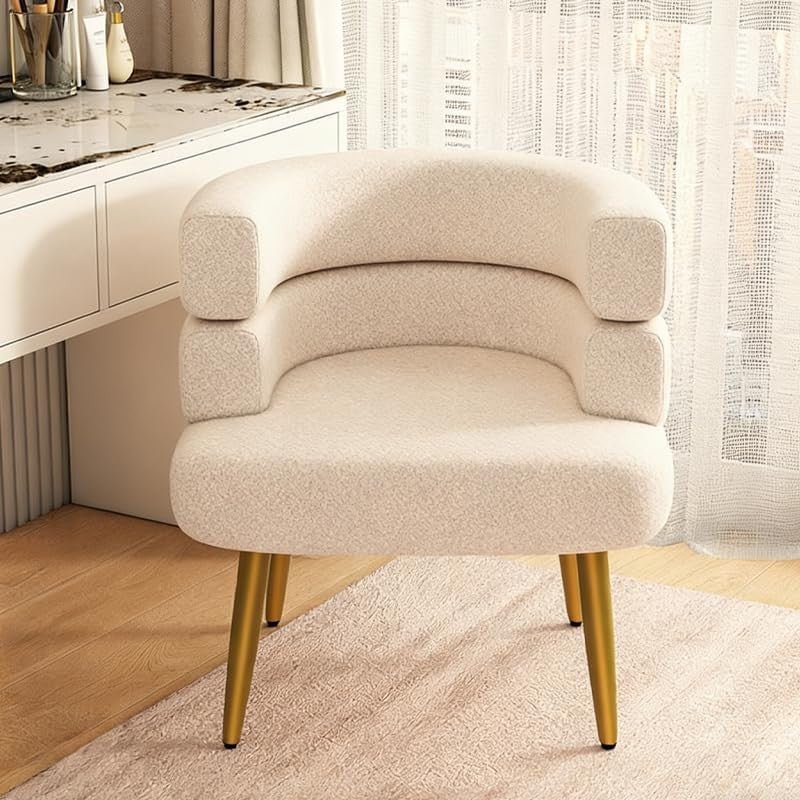 Faux Fur Sherpa Accent Chair Gold Legs Modern Tub White - Kwikley