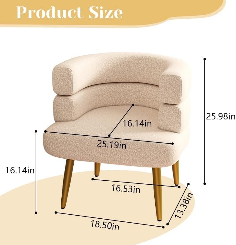 Faux Fur Sherpa Accent Chair Gold Legs Modern Tub White - Kwikley