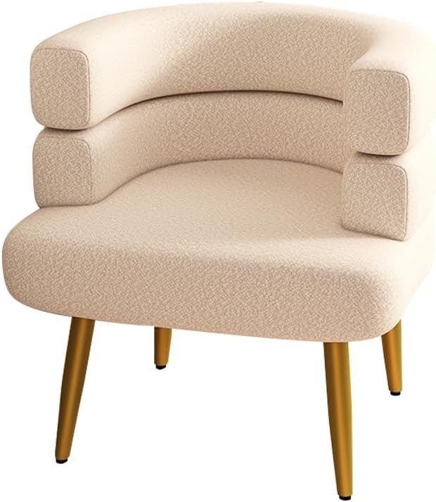 Faux Fur Sherpa Accent Chair Gold Legs Modern Tub White - Kwikley