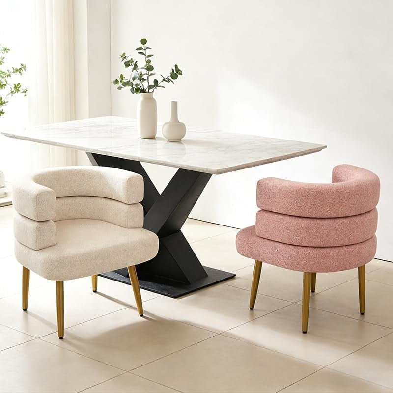 Faux Fur Sherpa Accent Chair Gold Legs Modern Tub White - Kwikley