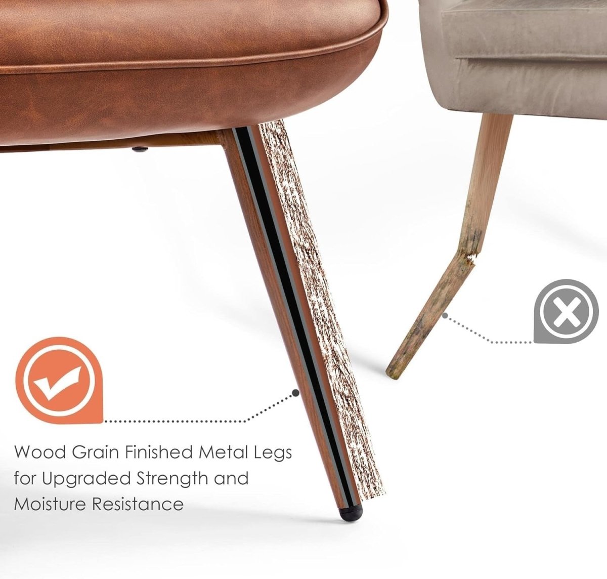 Faux Leather Accent Chair High Back Armchair Retro Lounge Seat Brown - Kwikley