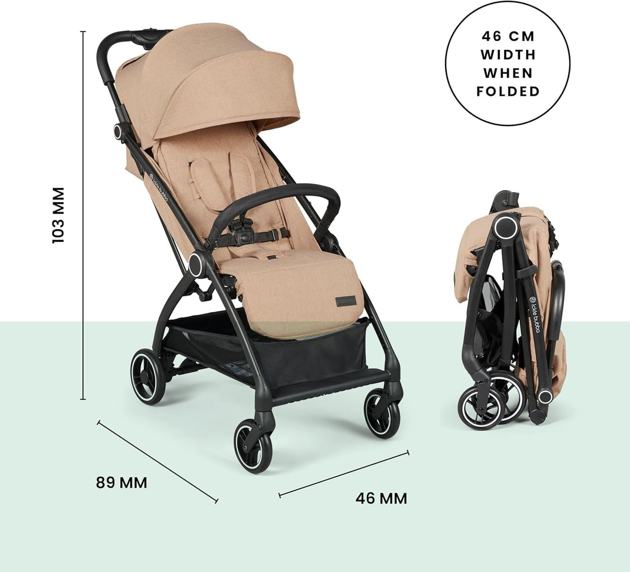 Feather - Light Baby Stroller Auto - Fold From Birth to 22kg Biscuit - Kwikley