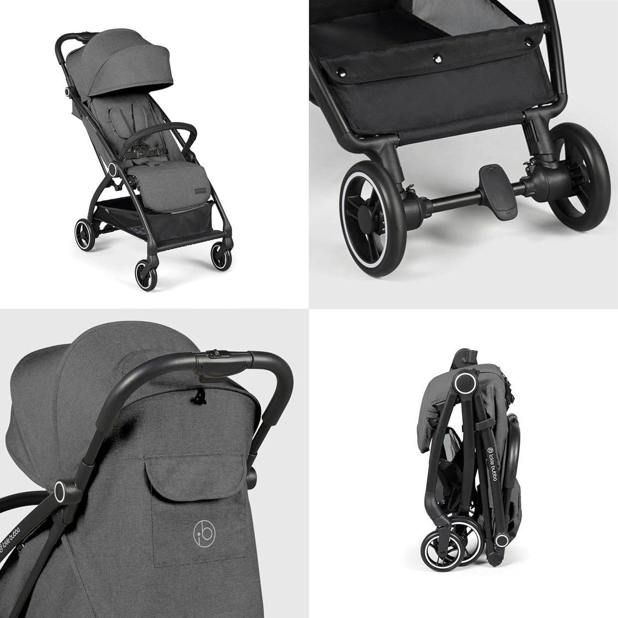 Feather - Light Baby Stroller Auto - Fold From Birth to 22kg Graphite Grey - Kwikley