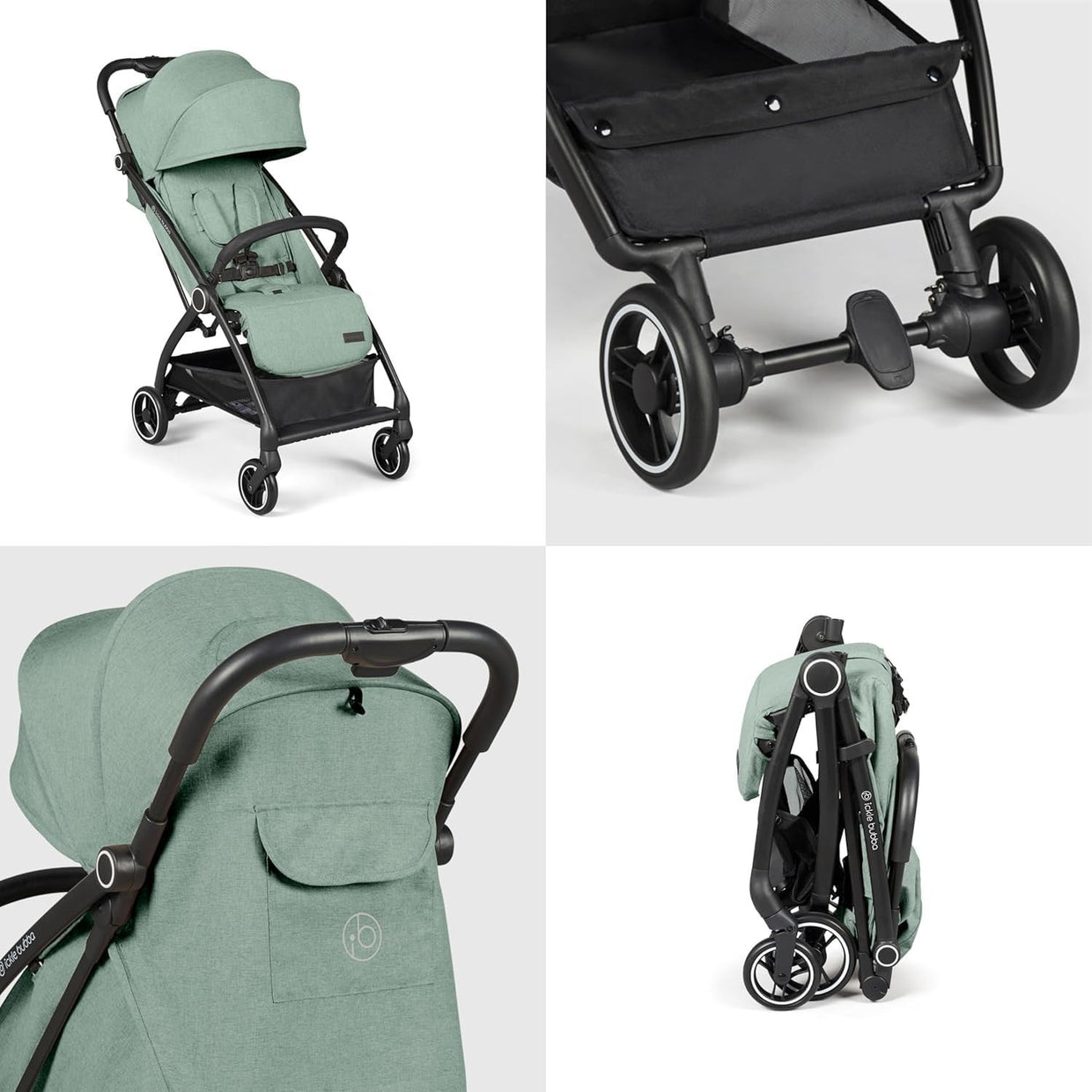 Feather - Light Baby Stroller Auto - Fold From Birth to 22kg Sage Green - Kwikley
