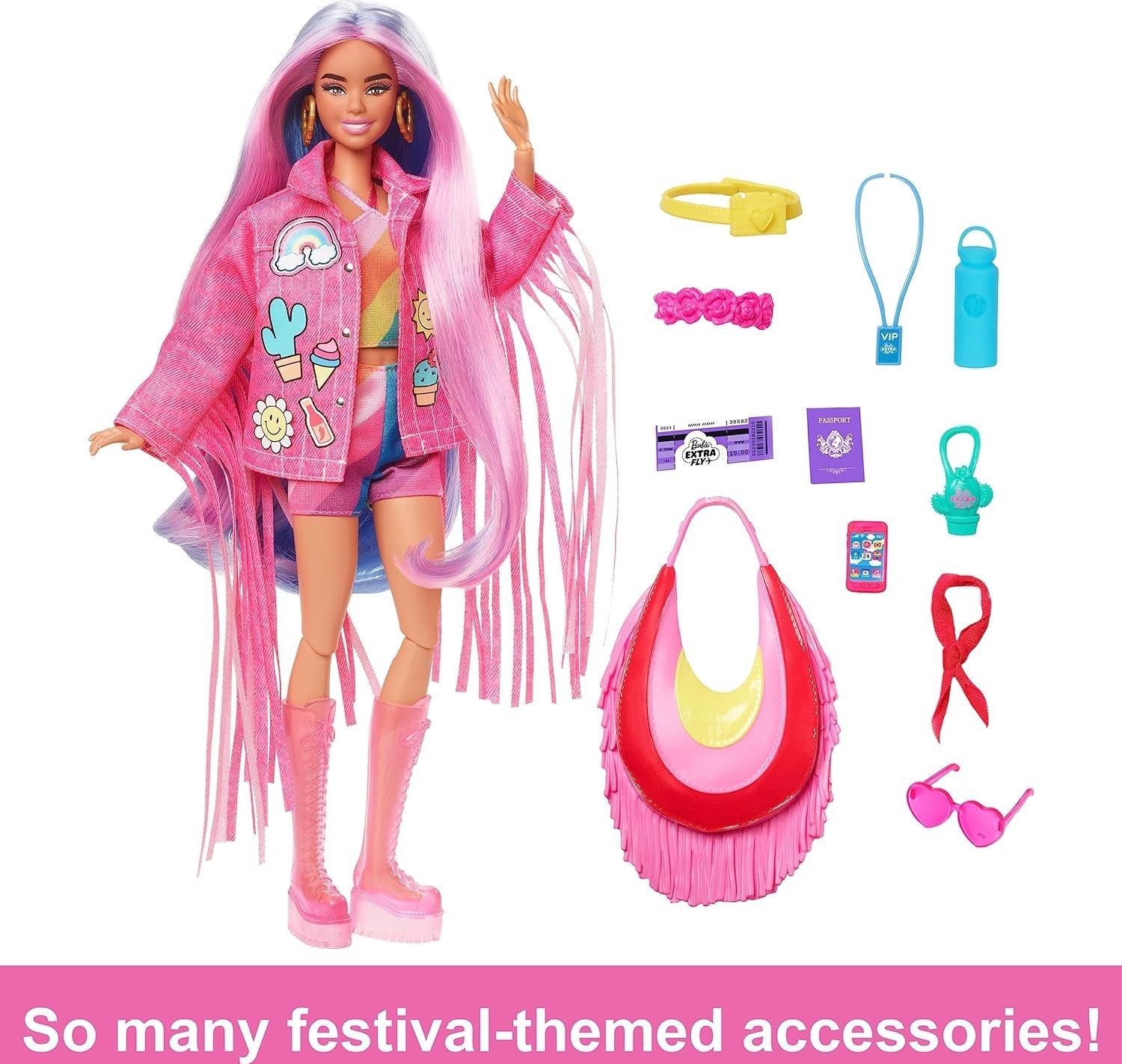 Festival Fashion Travel Doll Desert Outfit Fringe Jacket Accessories Set - Kwikley