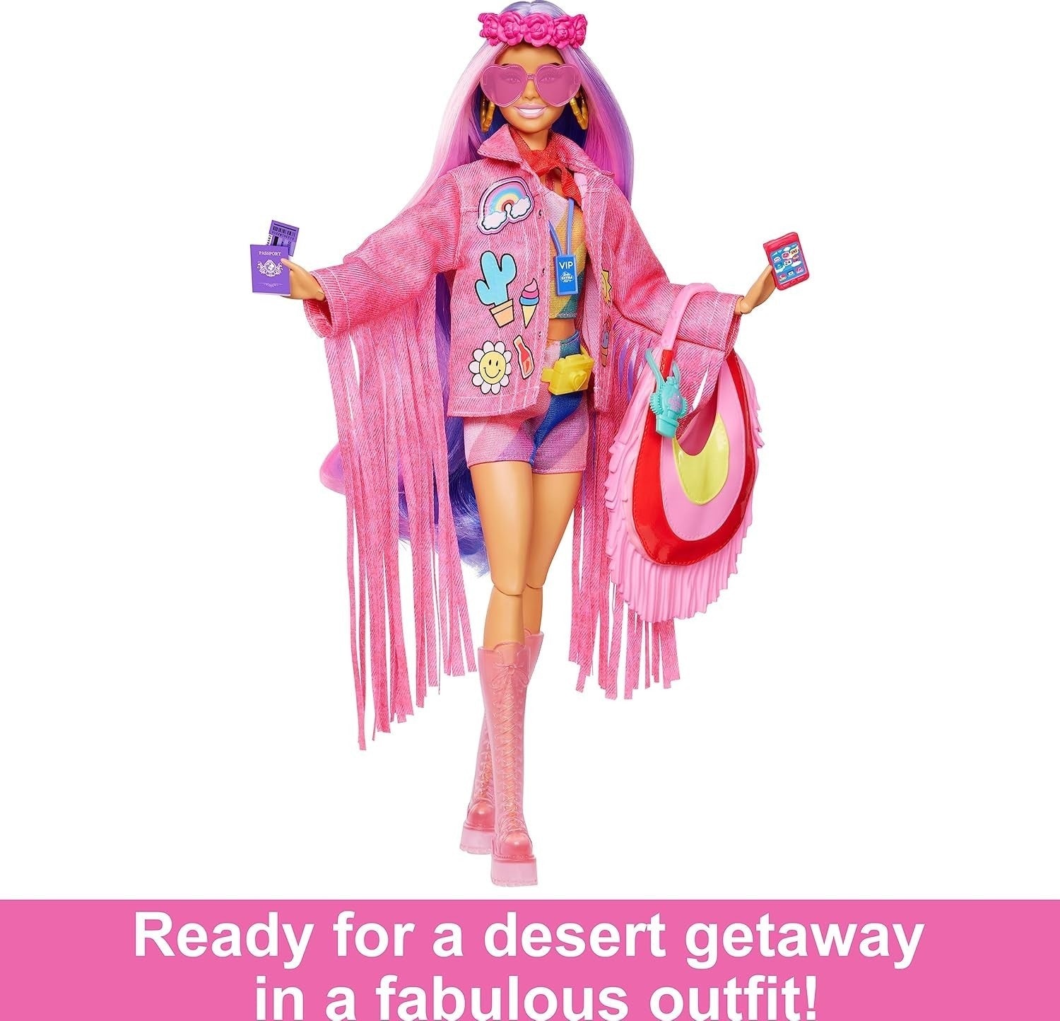 Festival Fashion Travel Doll Desert Outfit Fringe Jacket Accessories Set - Kwikley