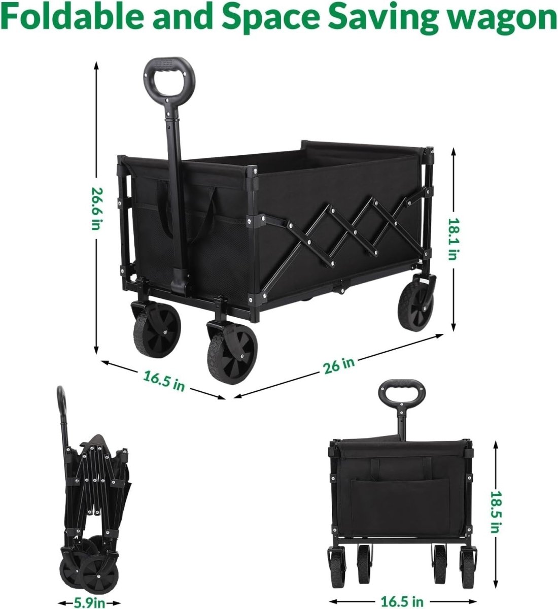 Festival Trolley on Wheels Folding Wagon Cart 70L Heavy Duty Utility - Kwikley