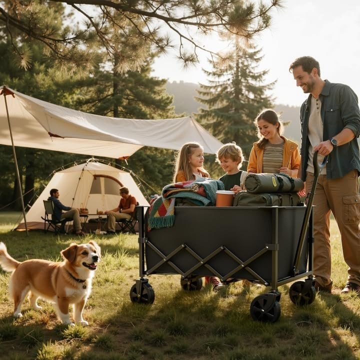 Festival Trolley on Wheels Folding Wagon Cart 70L Heavy Duty Utility - Kwikley