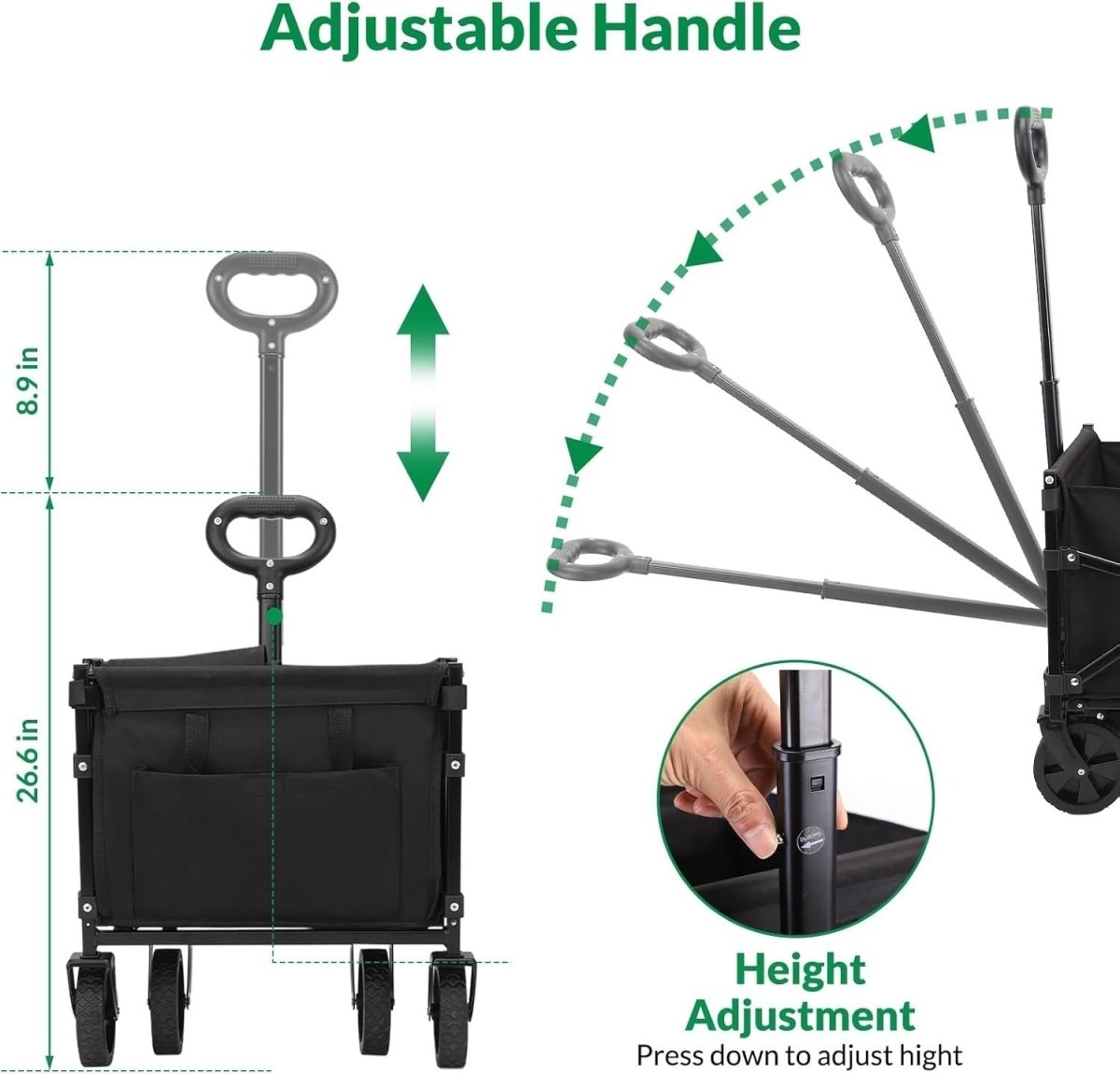 Festival Trolley on Wheels Folding Wagon Cart 70L Heavy Duty Utility - Kwikley