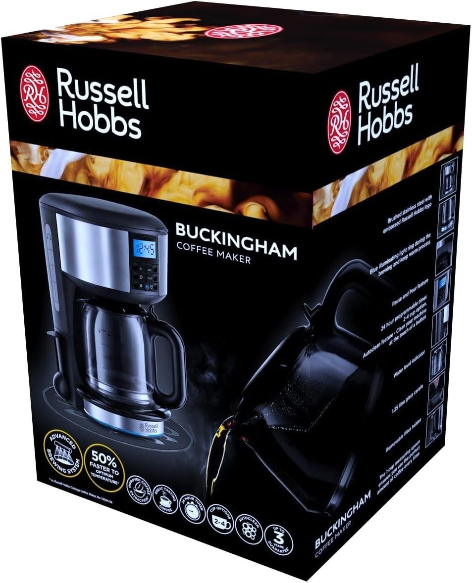Filter Coffee Machine 1.25L Fast Brew Timer Auto Clean Keep Warm Drip Maker Home - Kwikley