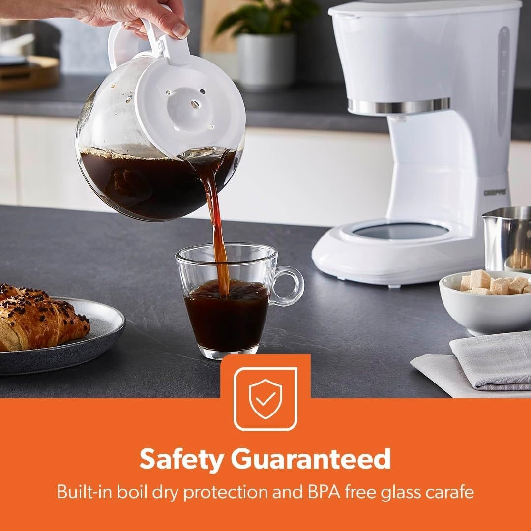 Filter Coffee Maker & 2 - Slice Toaster Set White | 1.5L Brewer | 650W Toaster - Kwikley