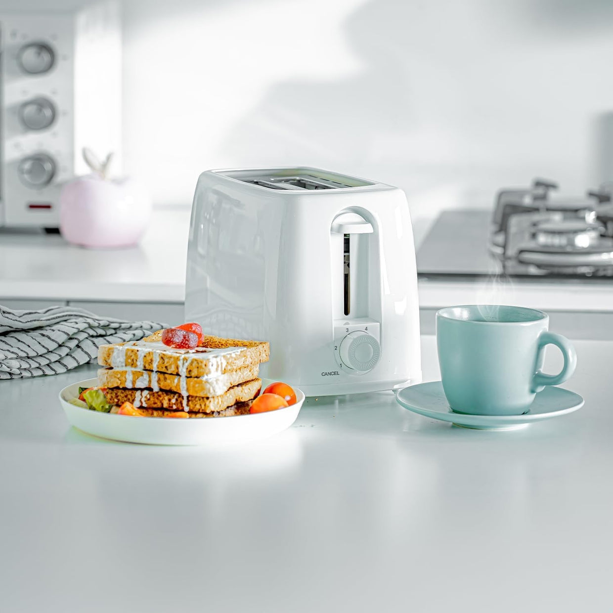 Filter Coffee Maker & 2 - Slice Toaster Set White | 1.5L Brewer | 650W Toaster - Kwikley