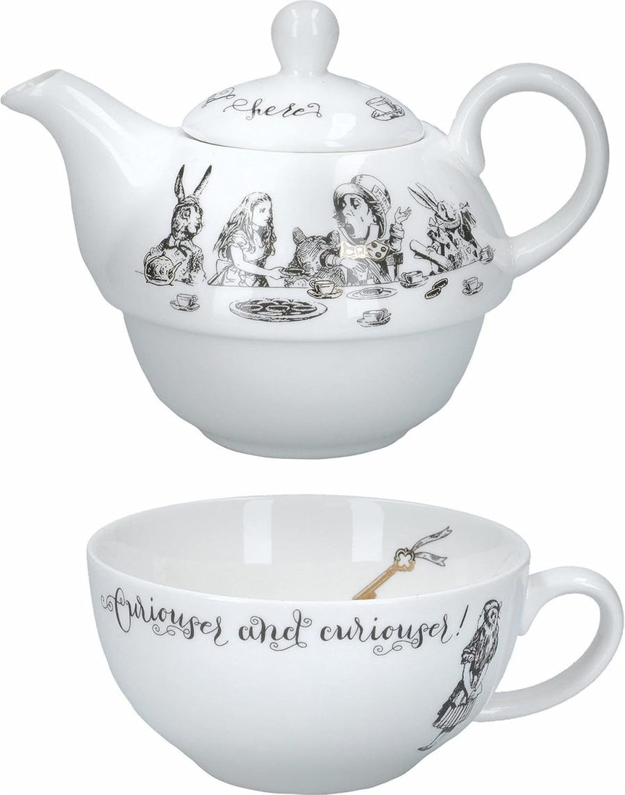 Fine China Teapot and Cup Set for One 250ml Gift Box Tea Set White - Kwikley
