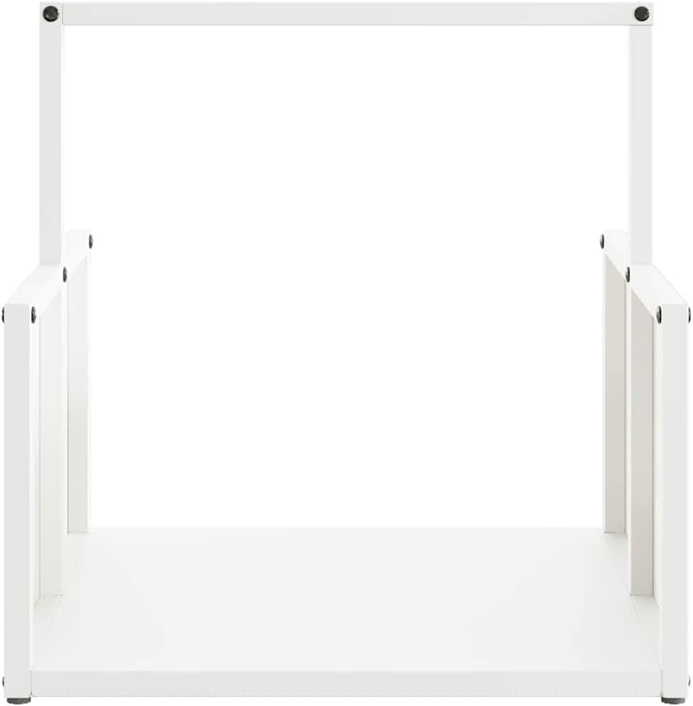 Firewood Log Rack White Steel 40x40x40cm Indoor Outdoor Storage Holder - Kwikley