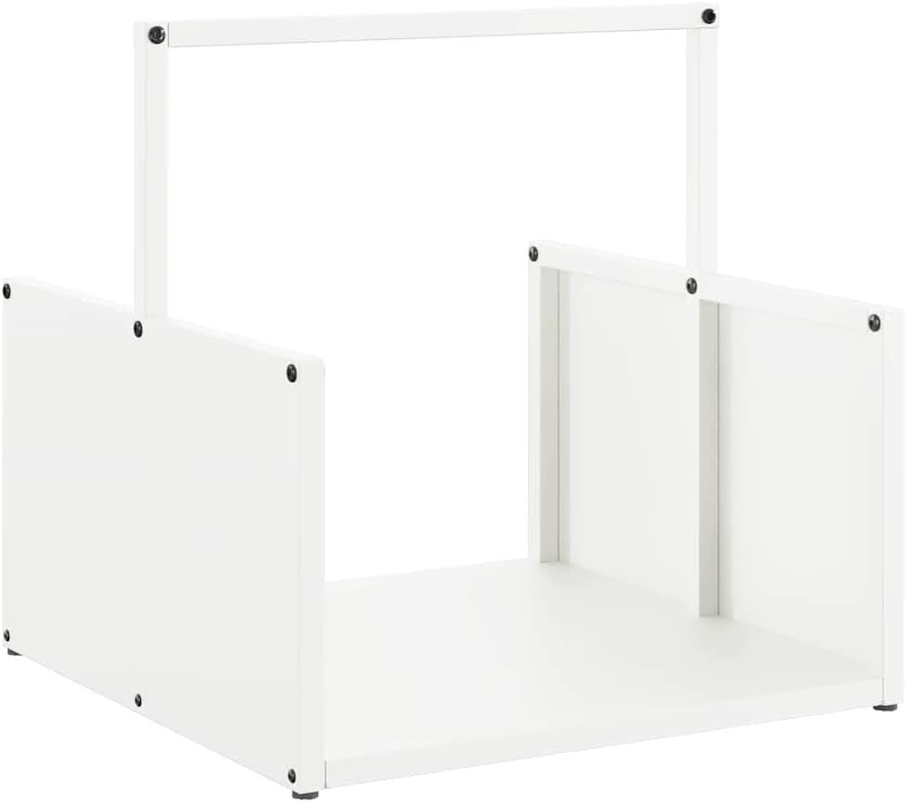 Firewood Log Rack White Steel 40x40x40cm Indoor Outdoor Storage Holder - Kwikley