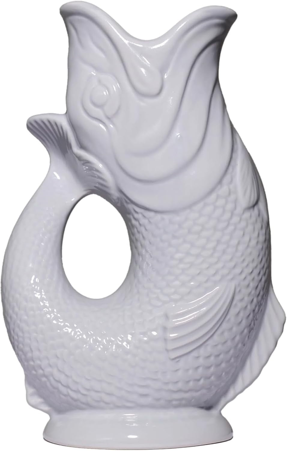 Fish Shaped Glug Jug Oyster Ceramic Water Pitcher Decorative 0.6L 22cm - Kwikley