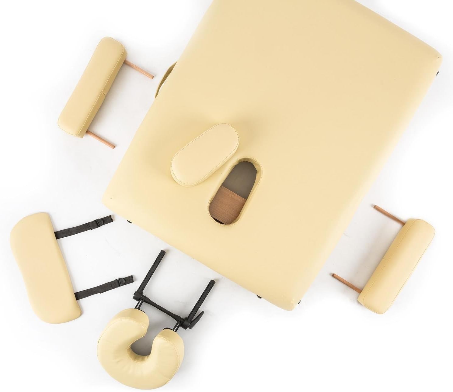Fixed Wooden Massage Table Stationary Spa Therapy Bed Upholstered Foam - Kwikley