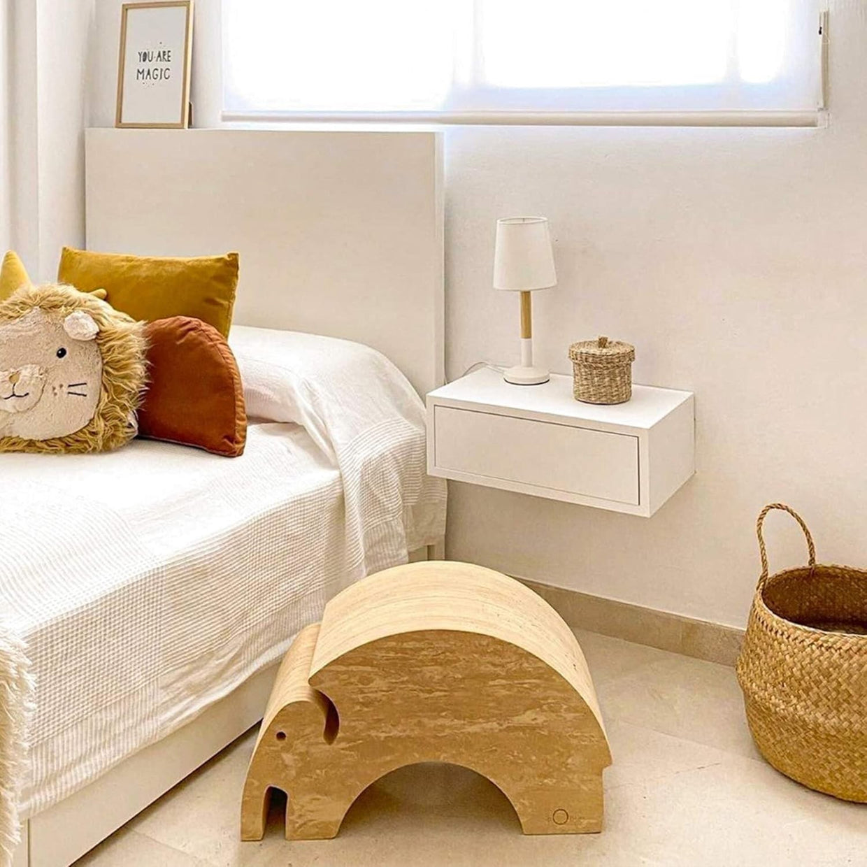 Floating Matt White Wall Bedside Table with Drawer – Modern Minimalist - Kwikley