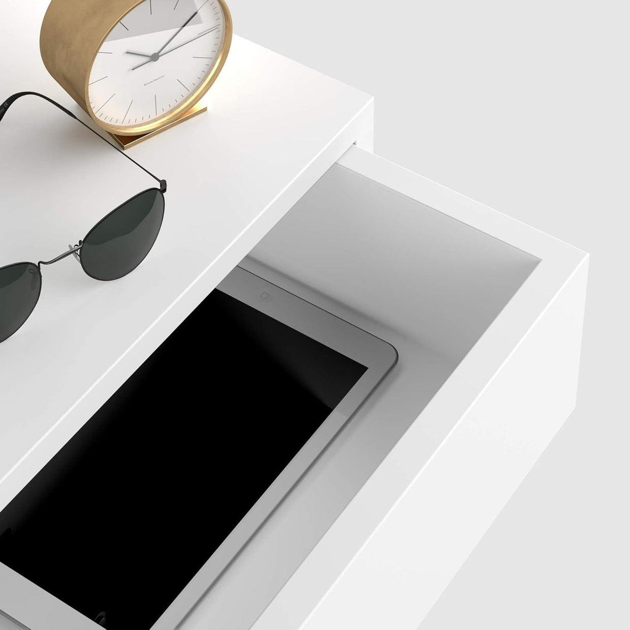Floating Matt White Wall Bedside Table with Drawer – Modern Minimalist - Kwikley
