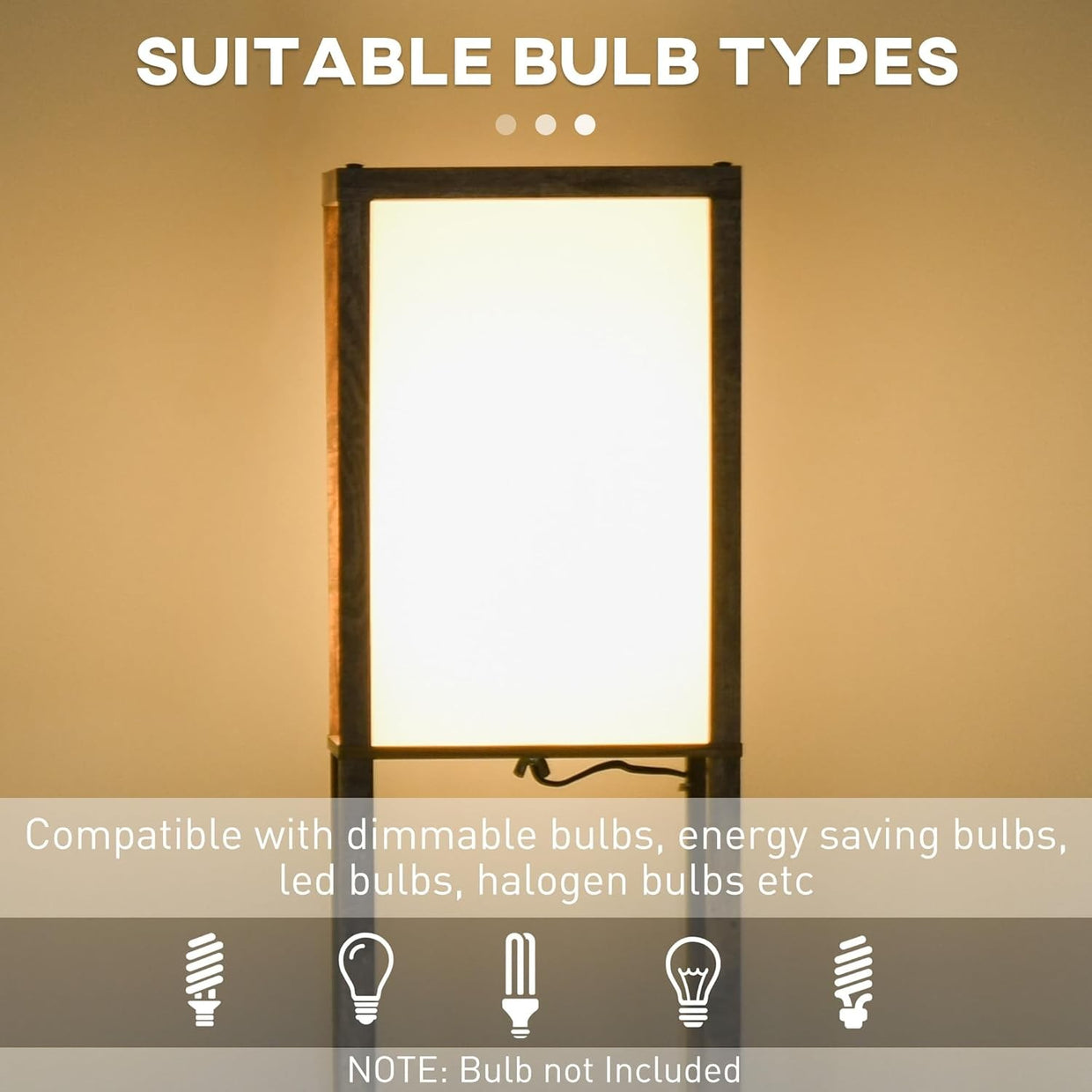 Floor Lamp with Shelves Storage Standing Light Brown Modern 3 Tier 160cm - Kwikley