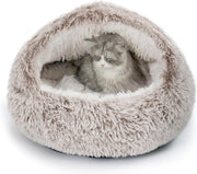 Fluffy Cat Cave Bed Washable Pet Igloo Nest Non Slip Indoor Cat Dog - Kwikley