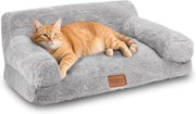 Fluffy Cat Sofa Bed Faux Fur Washable Pet Couch Non Slip 60x45x30cm - Kwikley