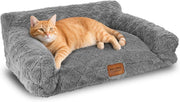 Fluffy Cat Sofa Bed Plush Pet Couch Washable Non Slip 60x45x30cm - Kwikley