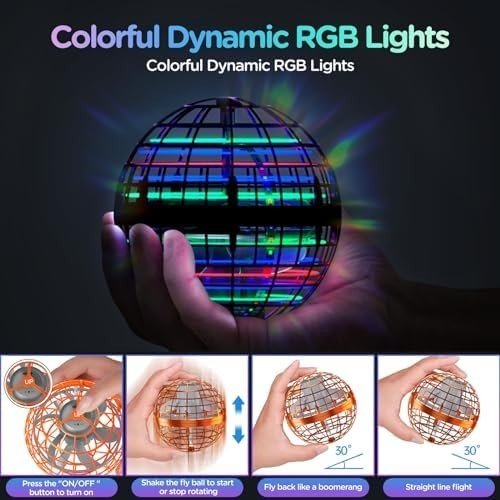 Flying Orb Ball Toy 2025, Hand - Controlled Mini Drone with RGB Lights - Kwikley